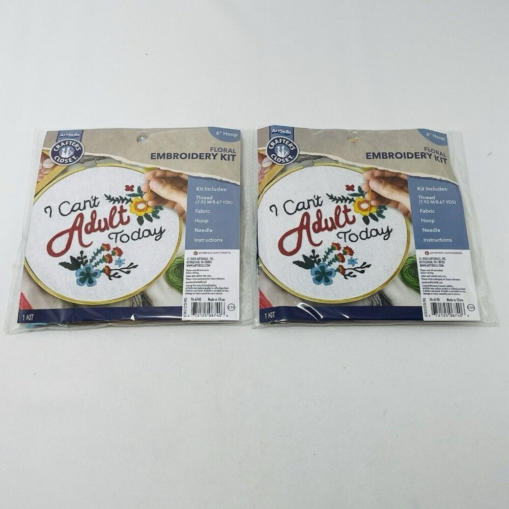 Artskills Floral Embroidery Kit Can’t Adult Cross Stitch Hoop Craft Needlepoint